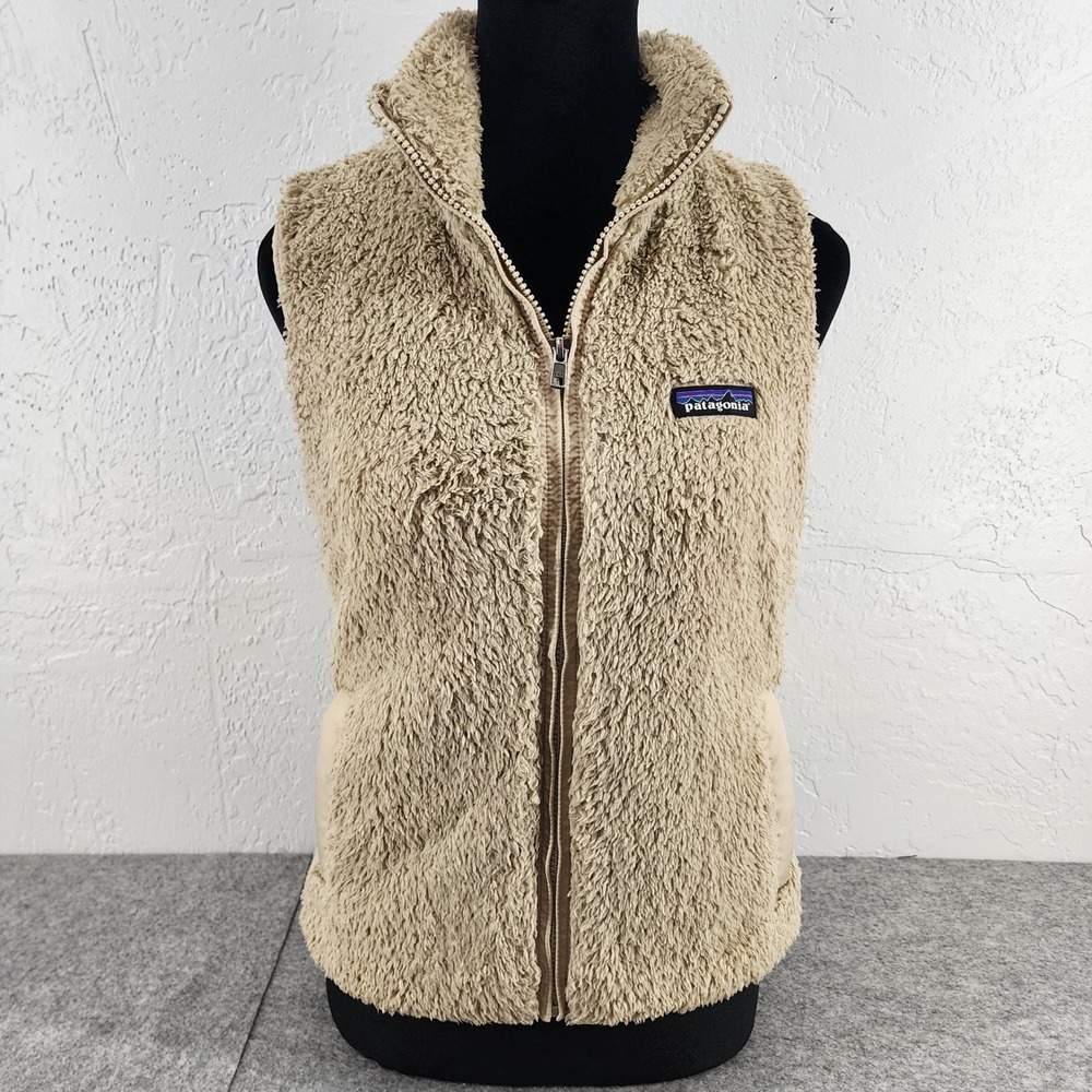 Patagonia Los Gatos High Pile Fleece Full Zip Vest Tan Womens Small